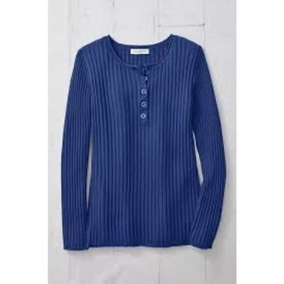 Coldwater Creek Ribbed Henley Sweater, Size M Petite - Picture 1 of 11